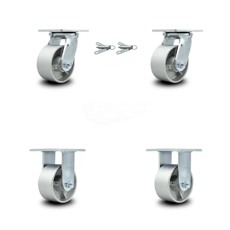 Service Caster 4 Inch Semi Steel Caster Set with Roller Bearings 2 Swivel Lock 2 Rigid SCC SCC-30CS420-SSR-BSL-2-R-2